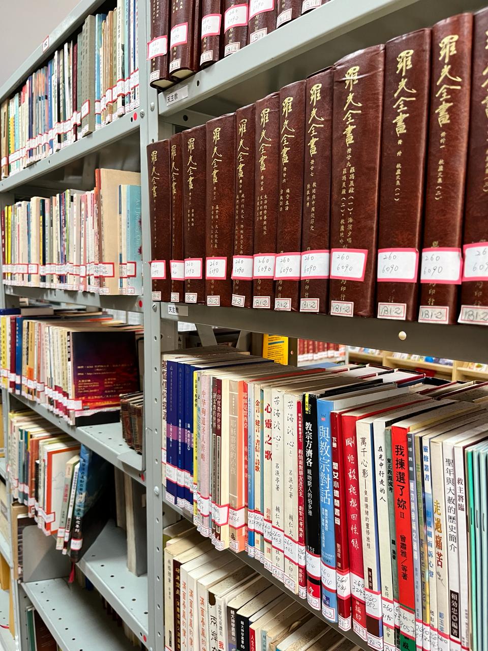 Shelves of books in a chinese library in São Paulo, Brazil